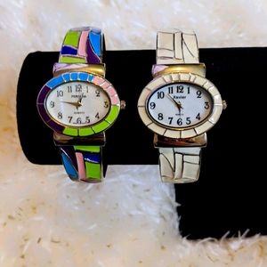 Two bangle cuff watches